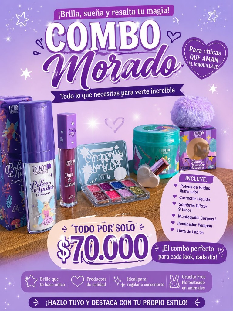 Combo Morado maquillaje