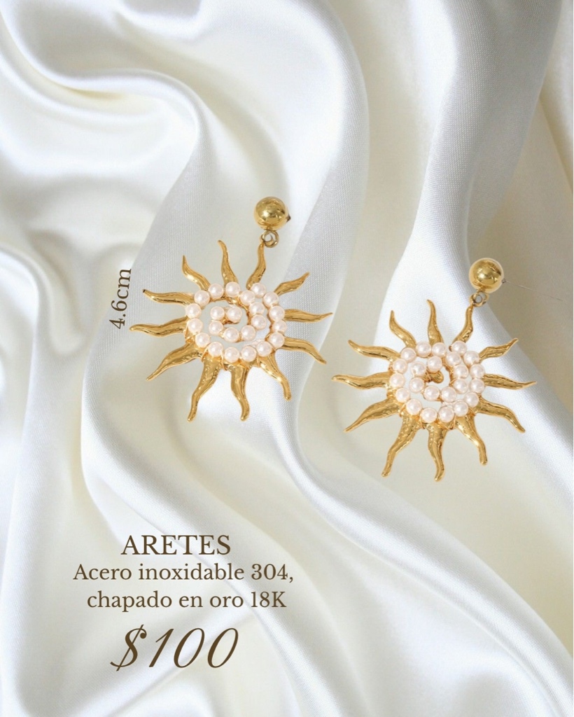 Aretes dorados sol