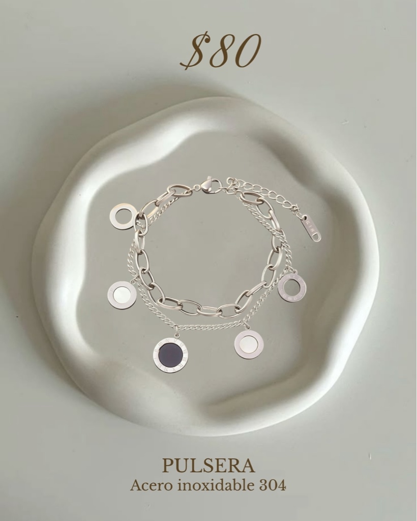 Pulsera plateada discos