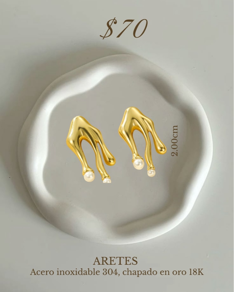 Aretes dorados perla