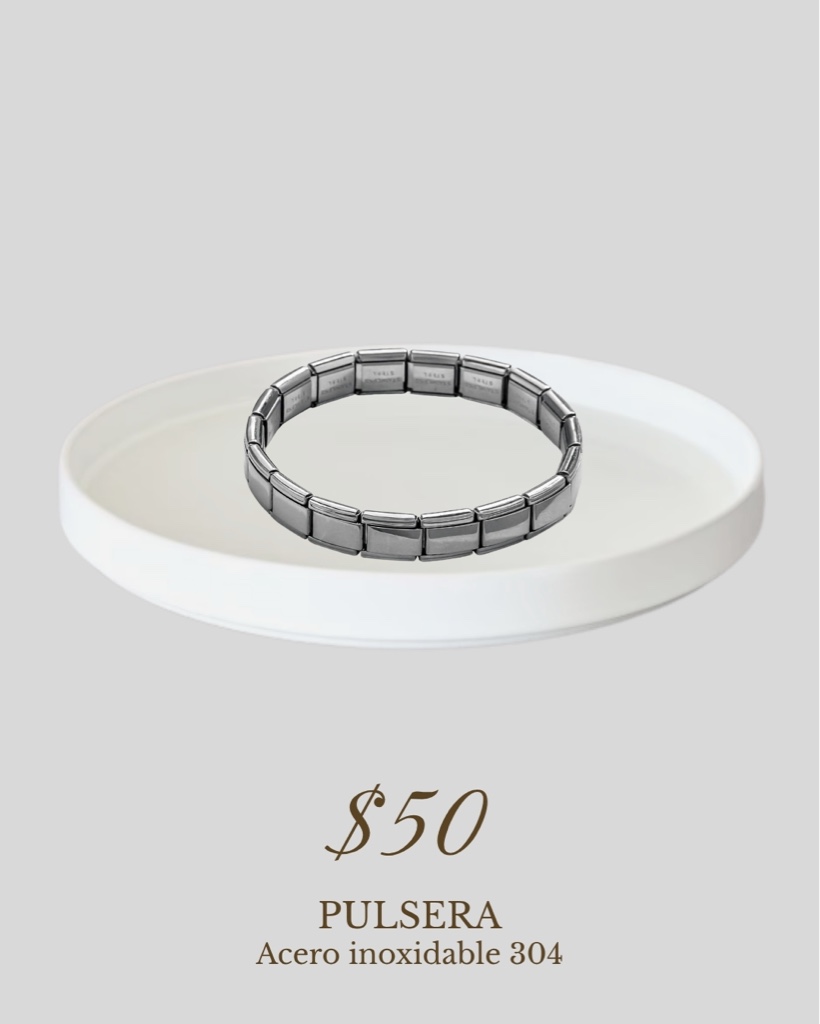 Pulsera plateada acero inoxidable 304