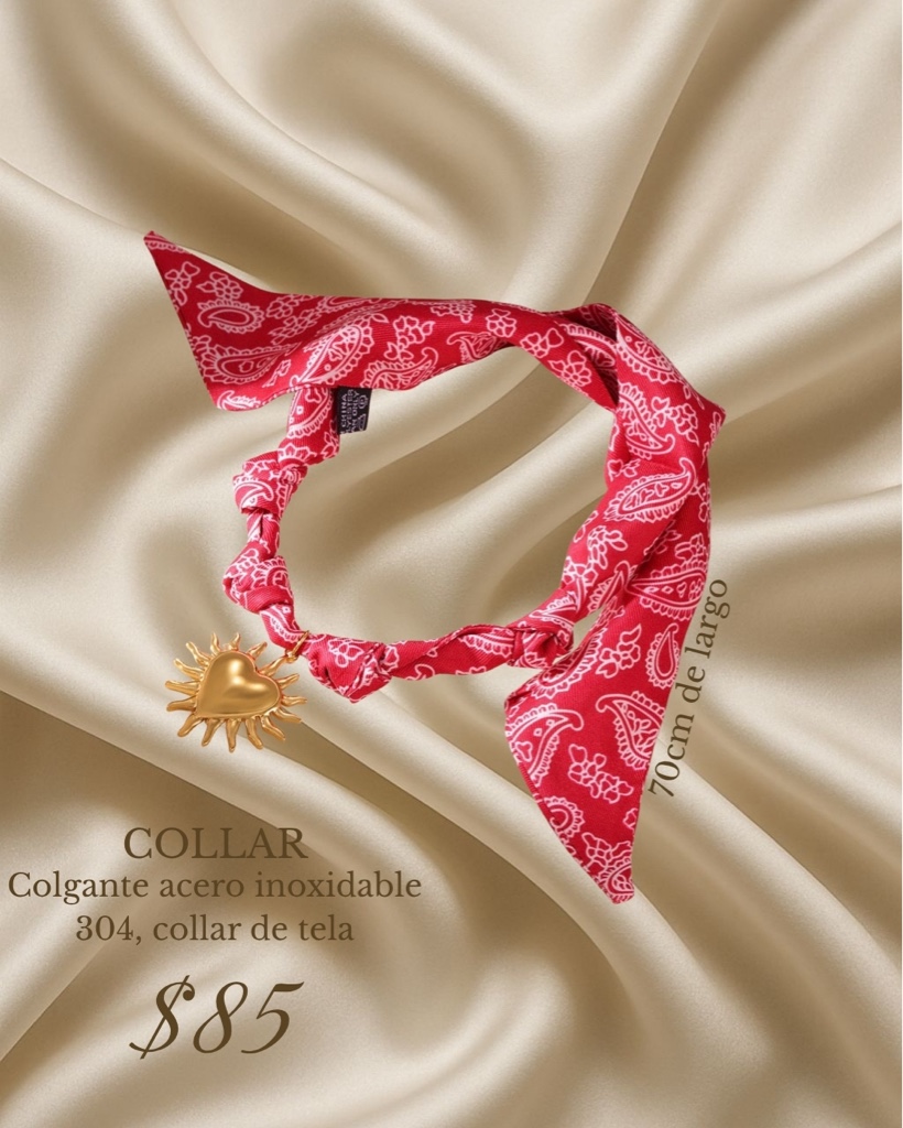 Collar Paliacate rojo con dije corazon