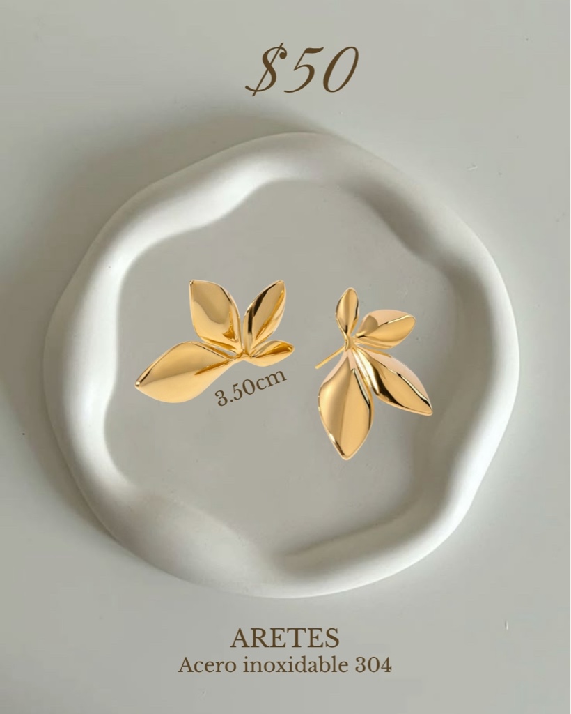 Aretes dorados hoja