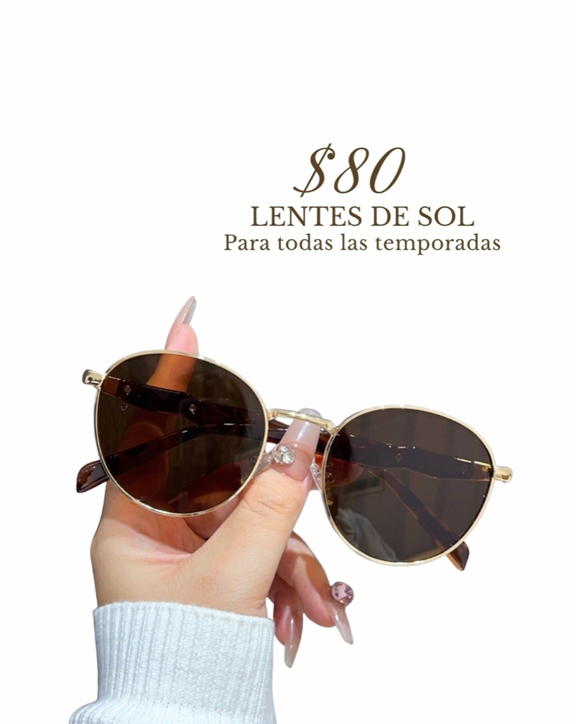 Lentes de sol café con marco dorado