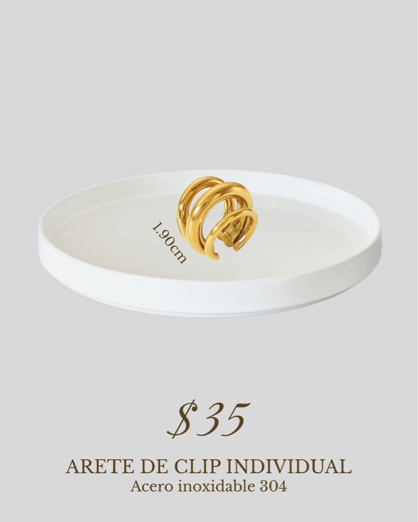 Arete de clip dorado