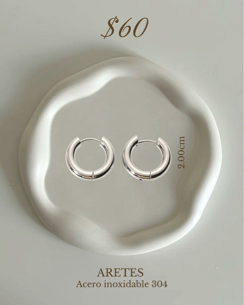 Aretes aros plateados