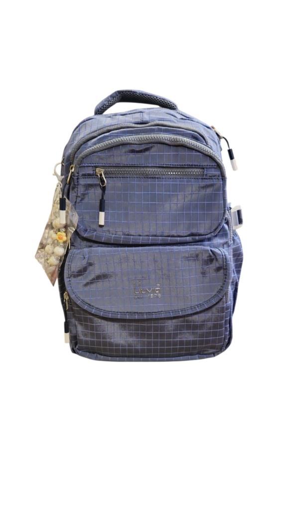 Mochila primaria azul fuerte con cuadros
