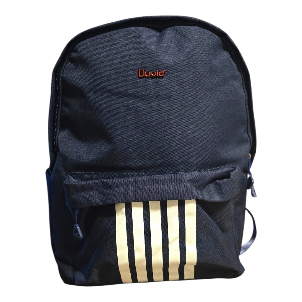 Mochila juvenil Lluvia Color azul marino con rayas blancas