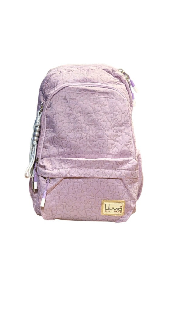 Mochila primaria Lila con corazones