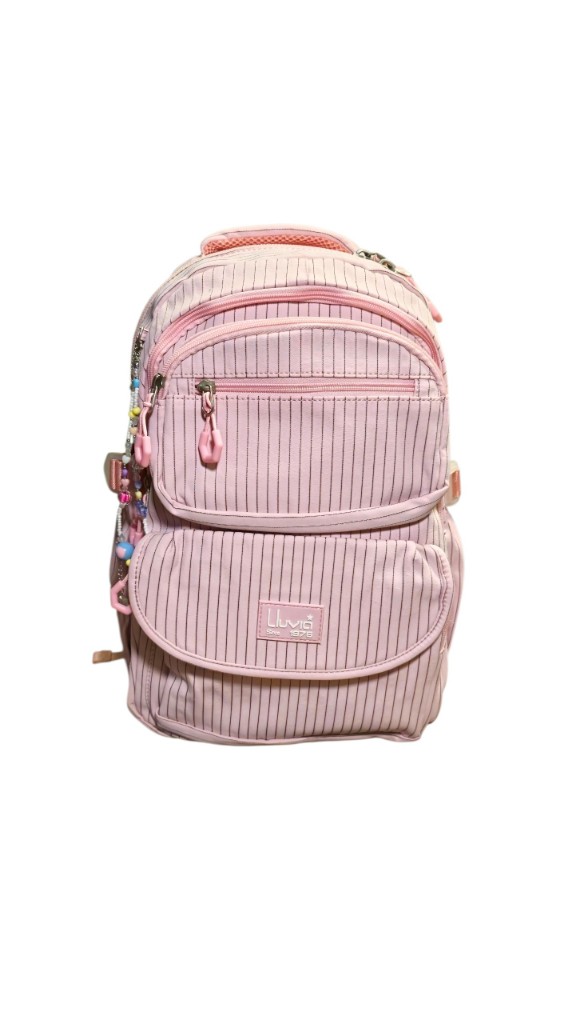 Mochila primaria Rosa palo con rayas