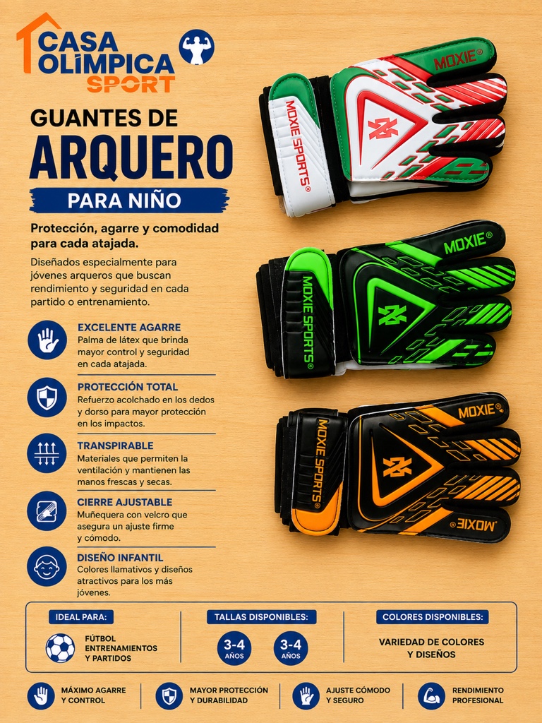 GUANTE ARQUERO NIÑO MOXIE
