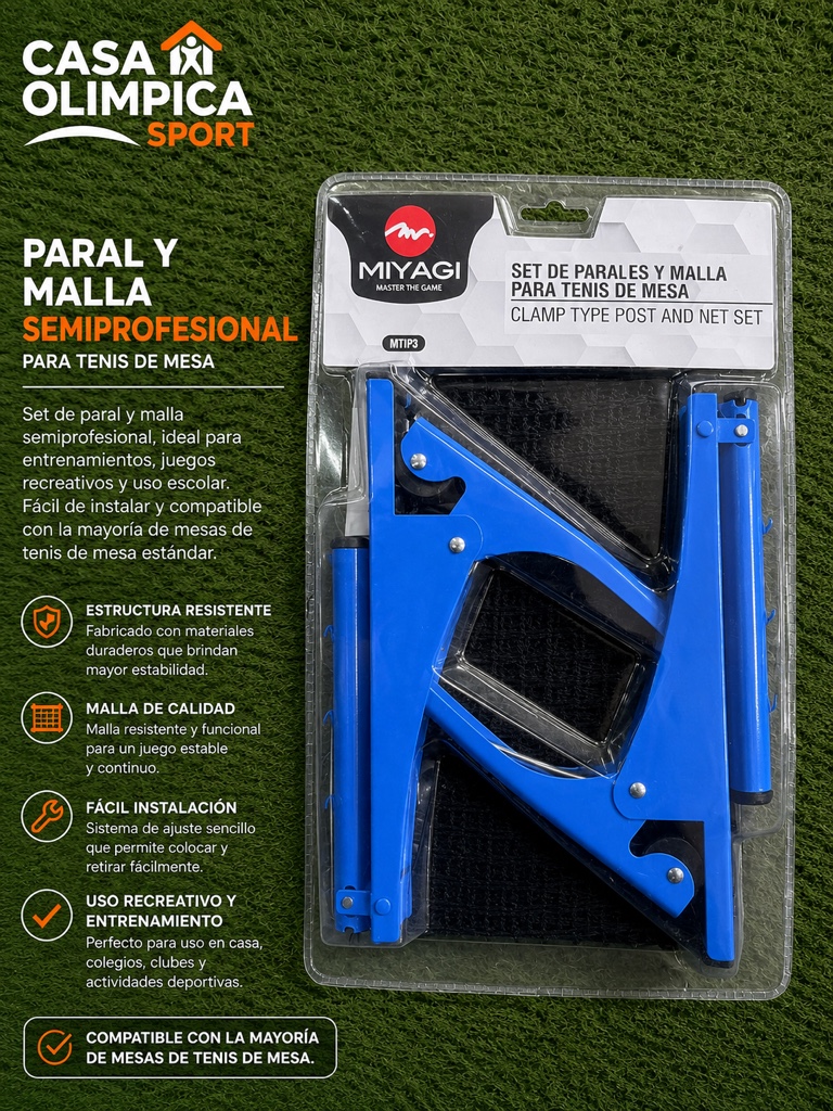 SET DE PARALES Y MALLA PARA TENIS DE MESA