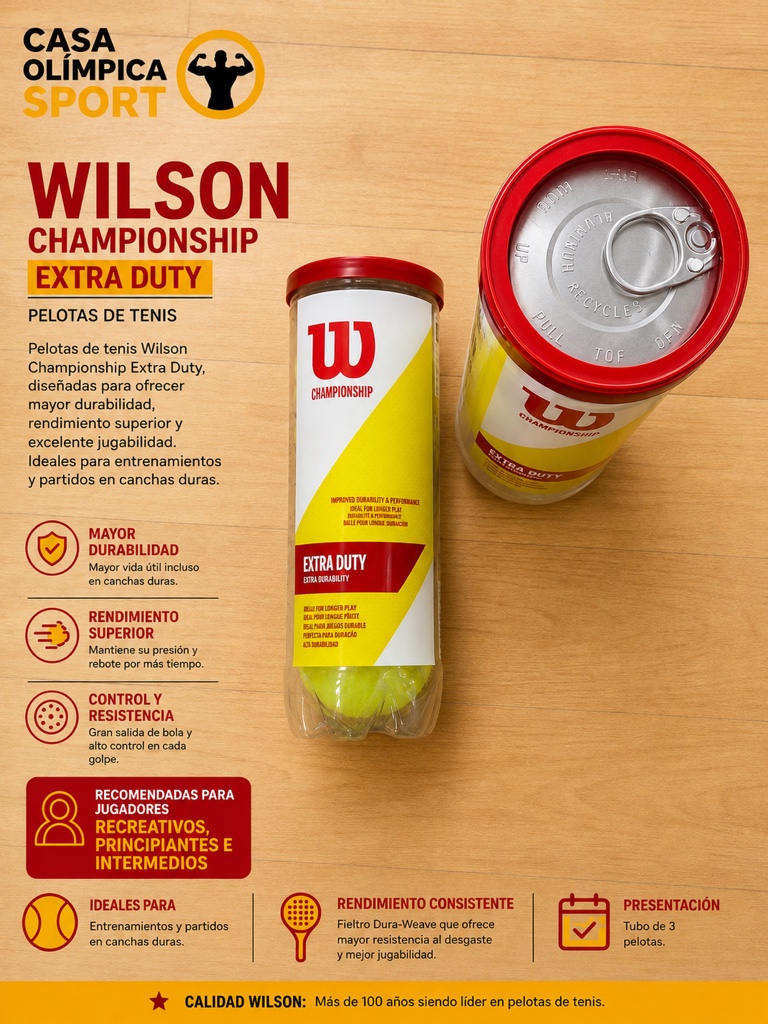 PELOTAS WILSON PARA TENIS EXTRA DUTY