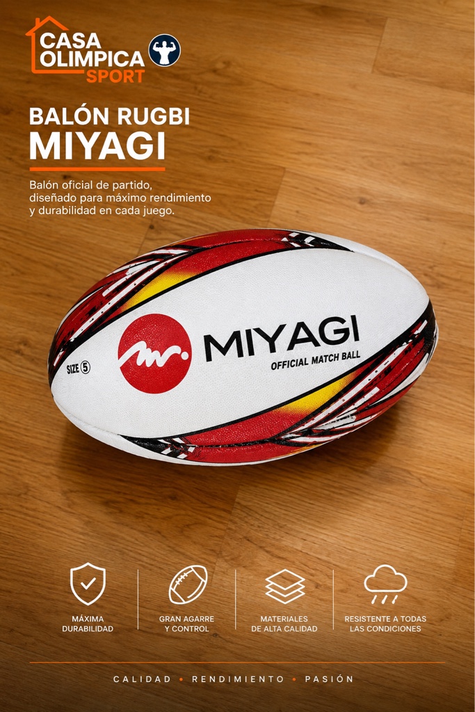 BALON RUGBY COSIDO PU-RUBBER