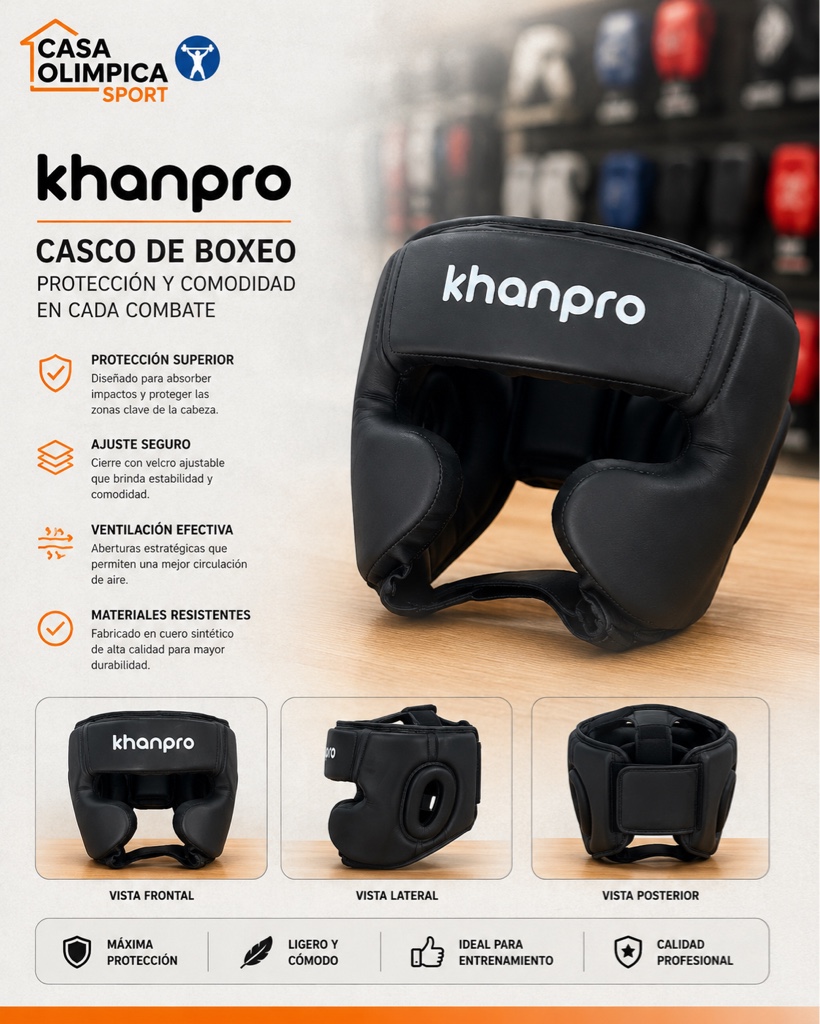 CASCO DE BOXEO NEGRO KAHANPRO