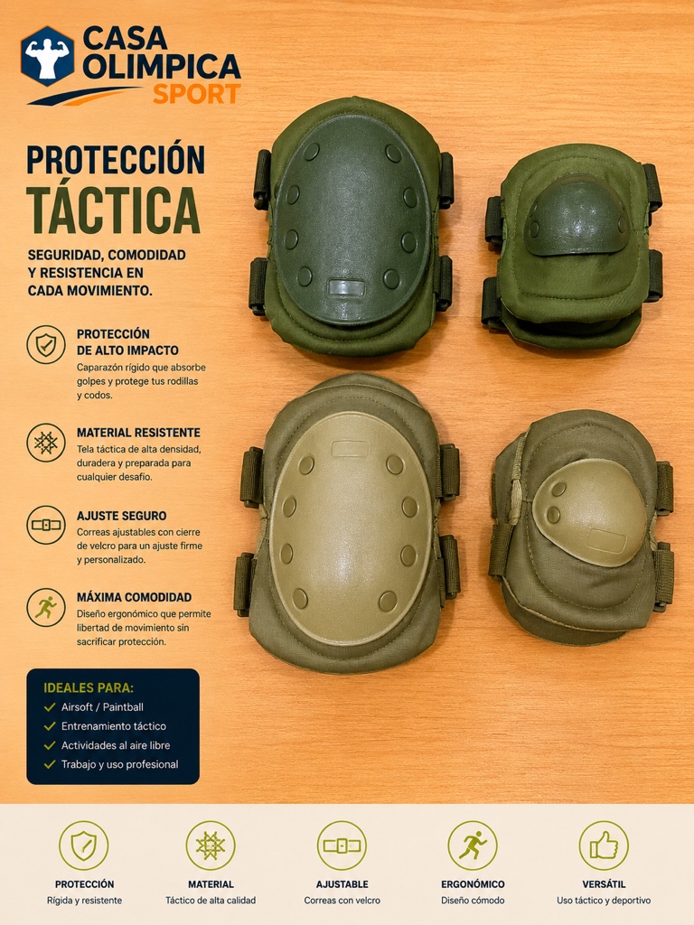 PROTECCIONES TACTICAS RODILLERA + CODERA