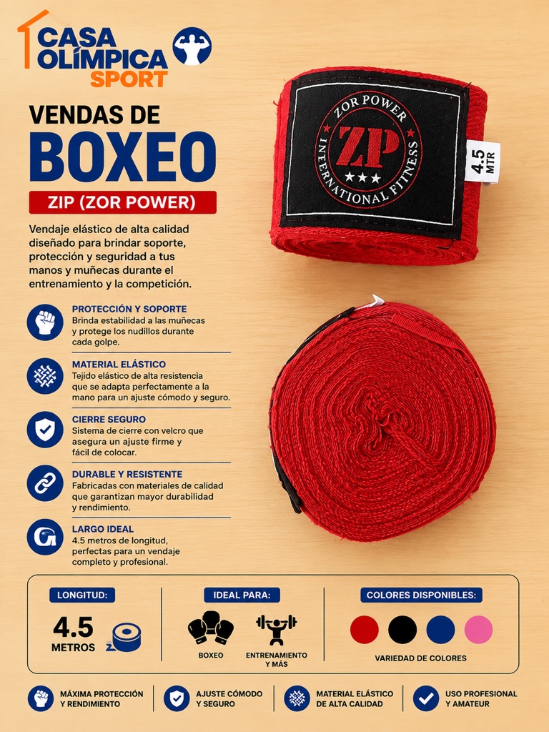 VENDAJE DE BOXEO ZP 4.5M