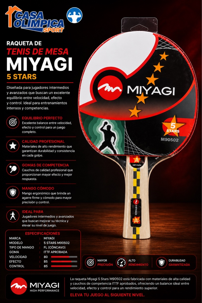 RAQUETA DE PING PONG  MIYAGI 5 STARS