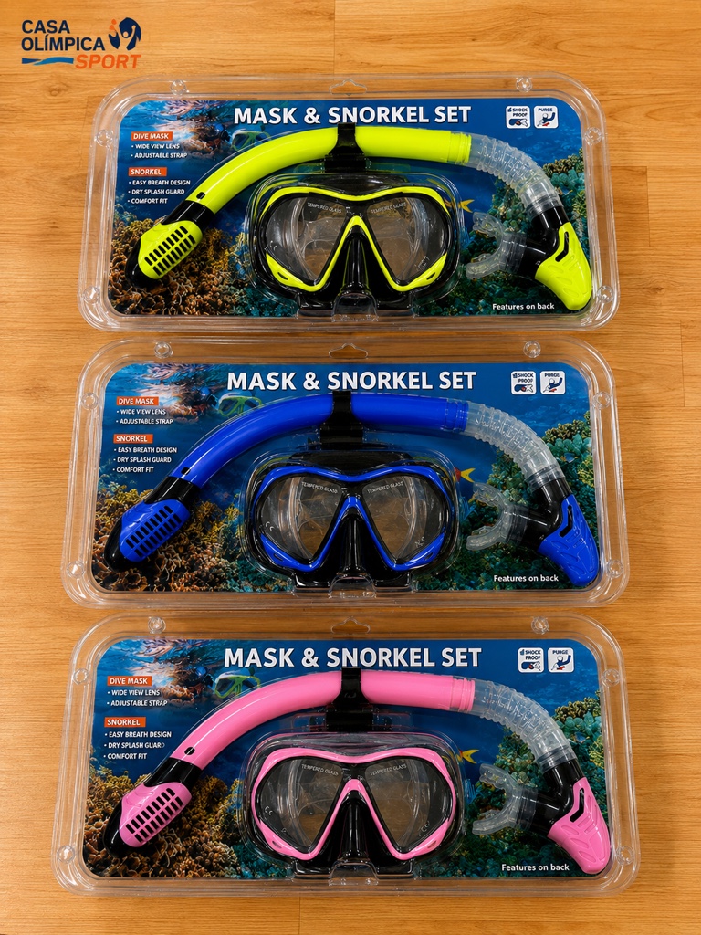 Set de snorkel vidrio templado