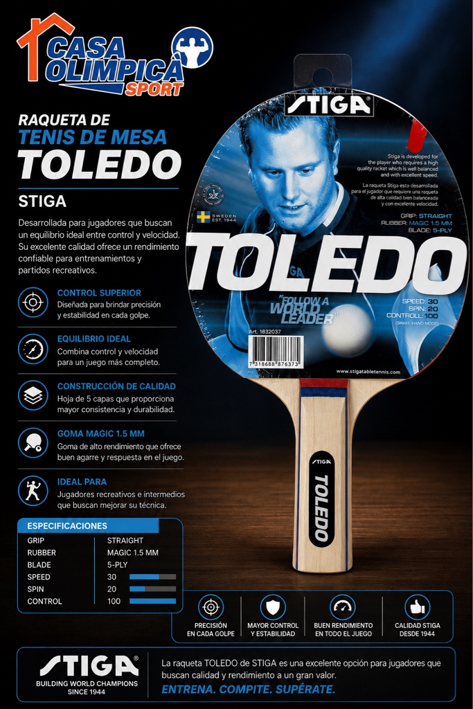 RAQUETA DE PING PONG STIGA TOLEDO