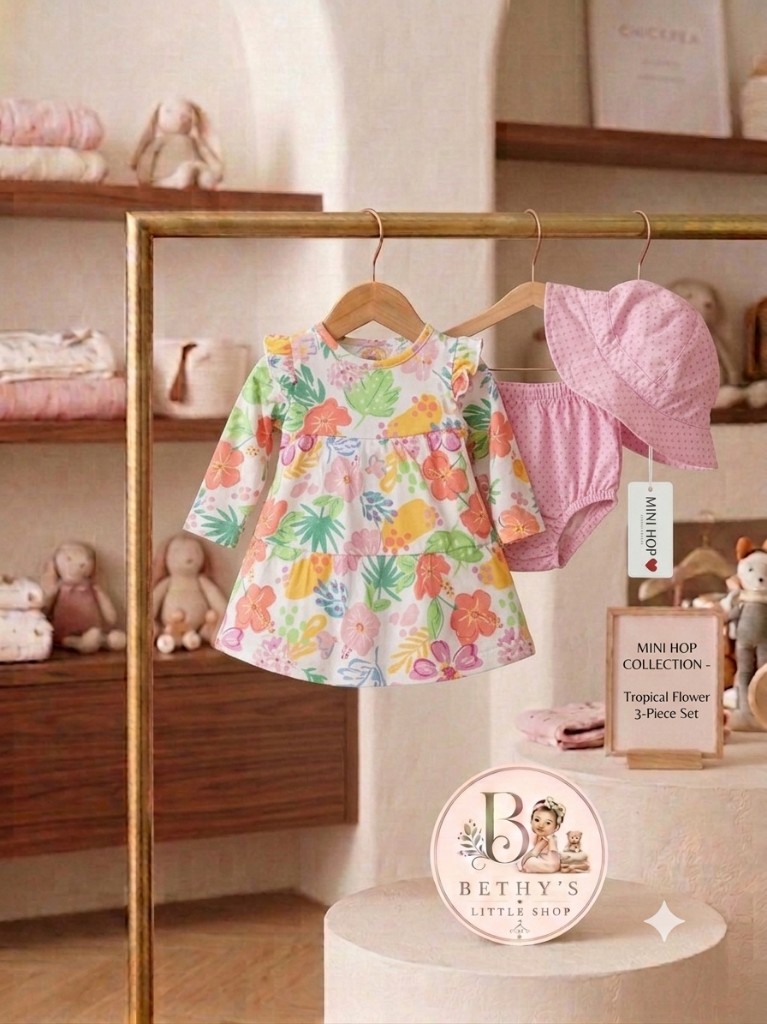 Mini Hop conjunto floral 3 piezas