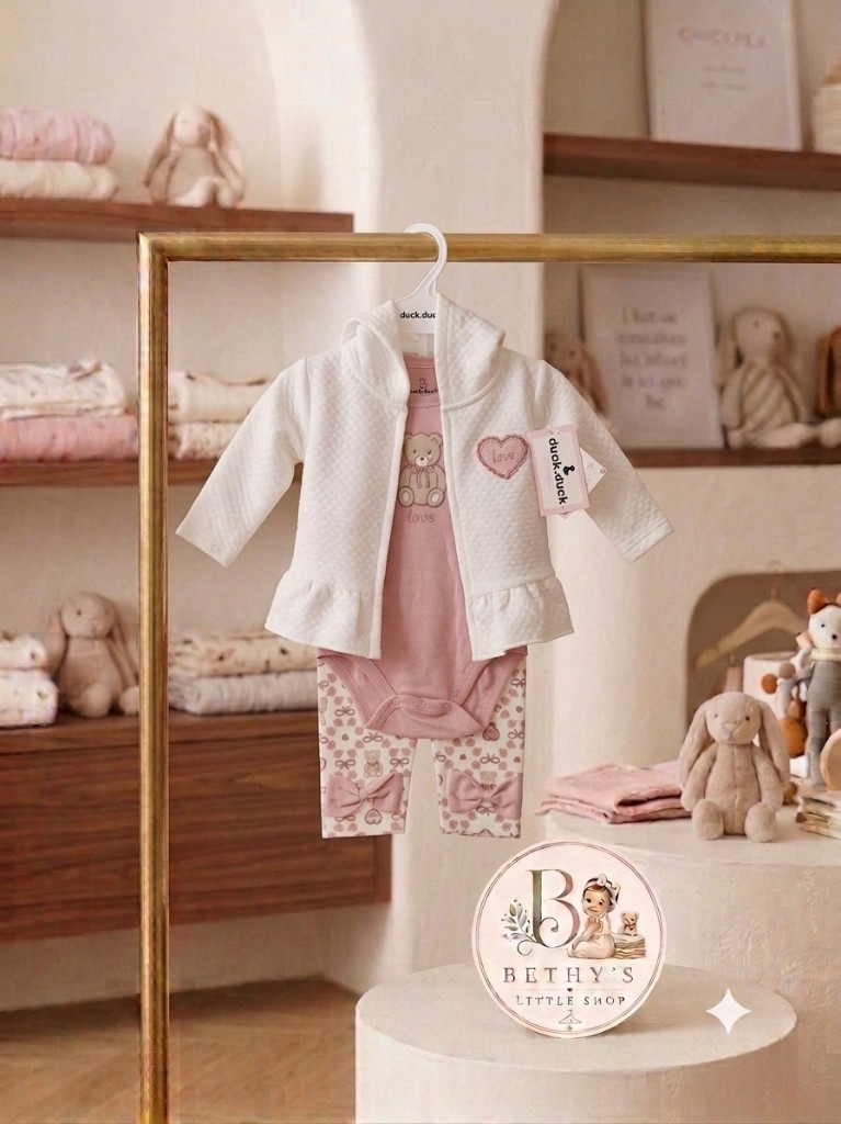 Duck Duck conjunto con abrigorosa y blanco