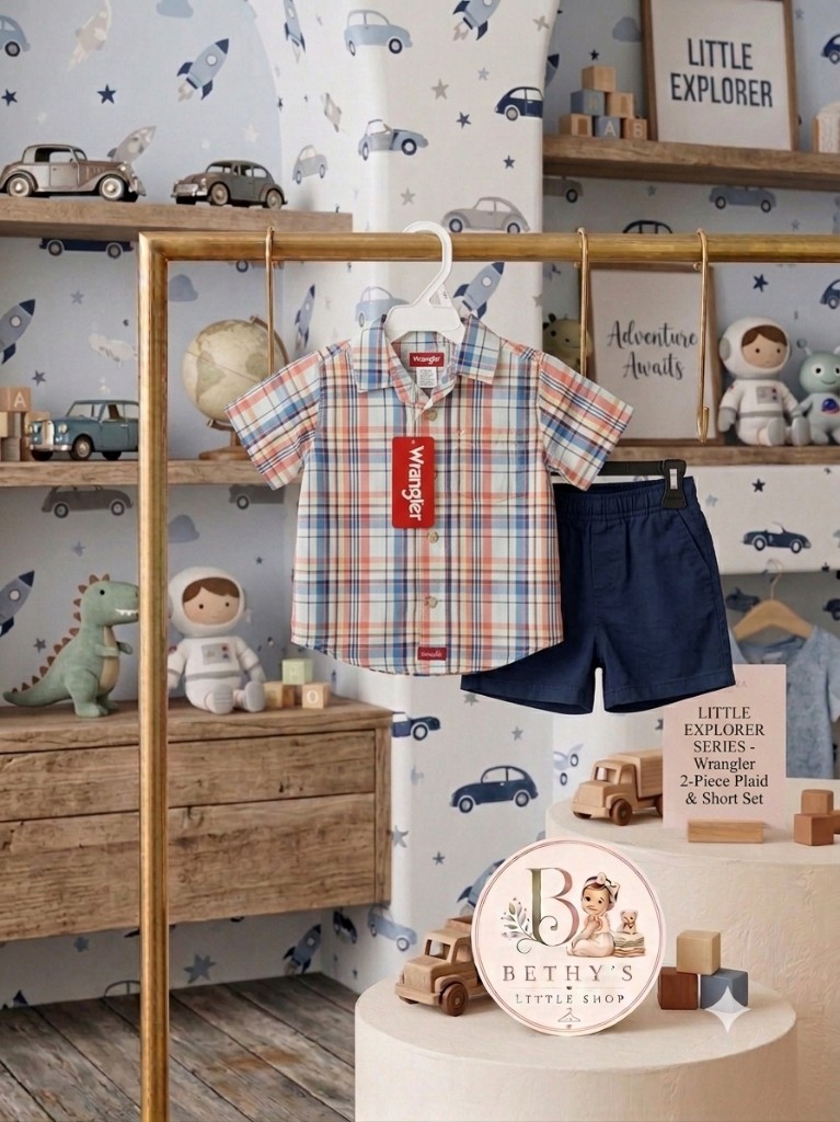 Wrangler set camisa cuadros y short azul
