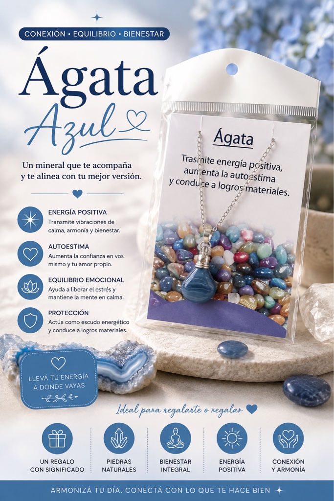 Dije y cadena -Ágata azul