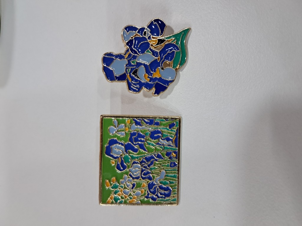Pines flor de iris del diseño de Vincent Van Gogh, hechos de aleación de zinc, con estilo elegante y versátiles
