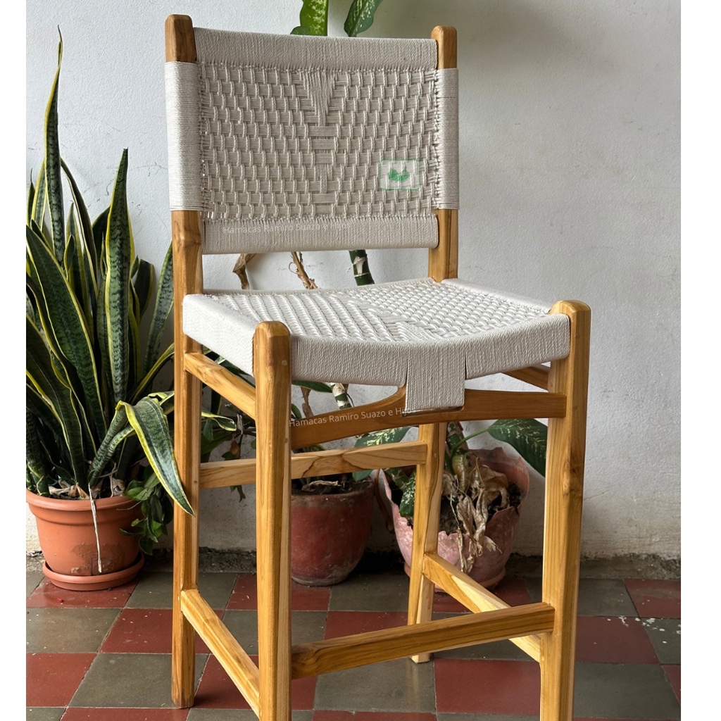 Banco desayunador tejido beige C/U