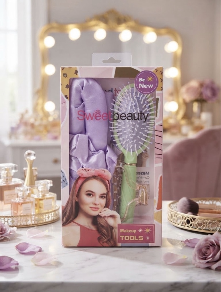 Set de Rizos sin Calor + Cepillo Sweet Beauty (Lila/Menta)