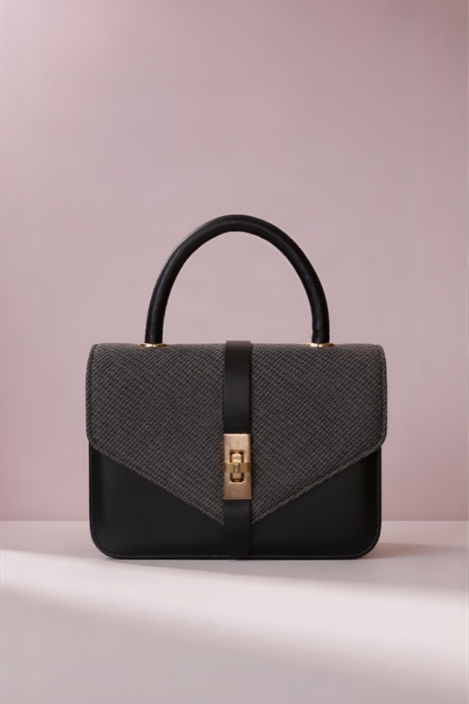 Cartera Estructurada Luxury Tweed (Black & Grey)