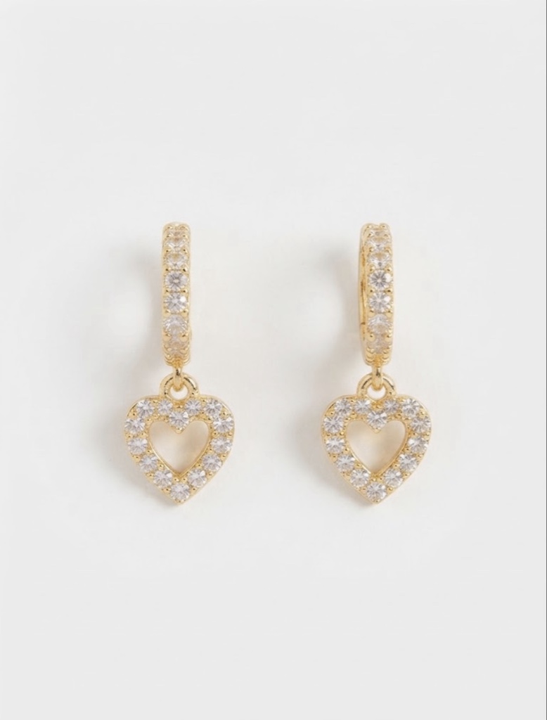 Aros Argollas Corazón Crystal Heart