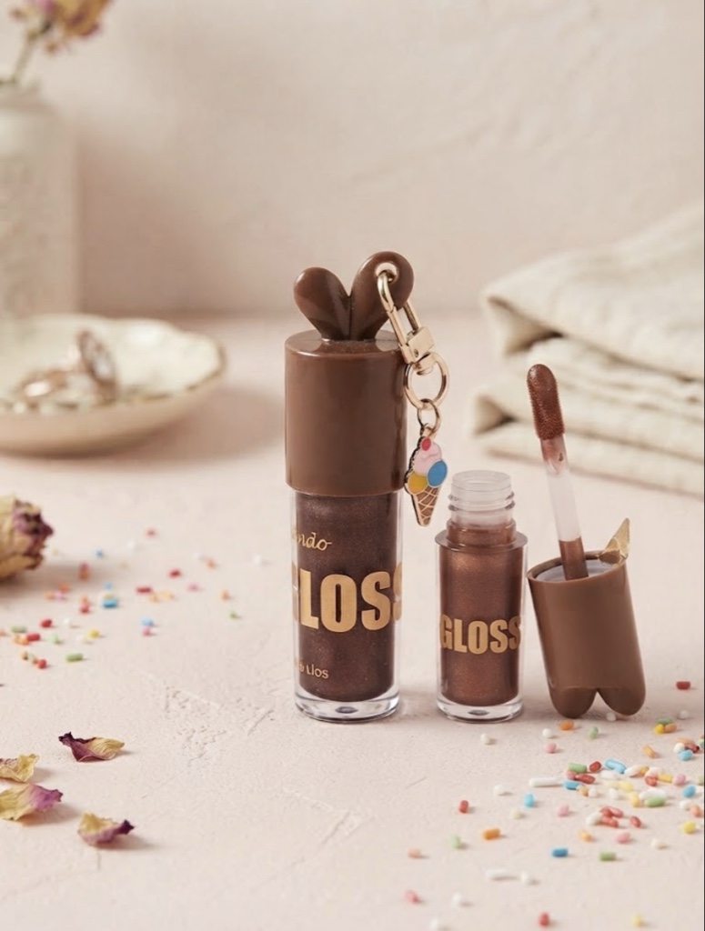 Gloss Labial Mando Chocolate Shimmer + Llavero de Heladito