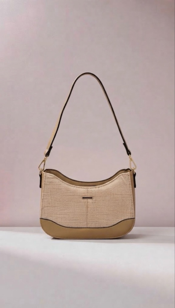 Cartera de Hombro Hobo Textured (Crema & Beige Arena)