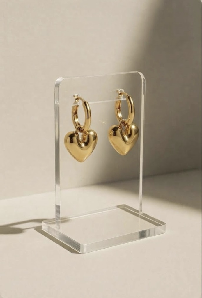 Aros Argollas Corazón Inflado Puffer