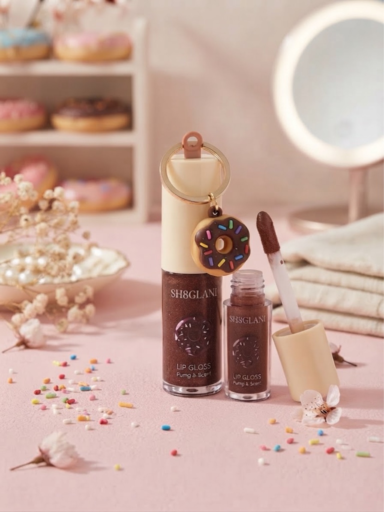 Gloss Labial SHOGLANI Choco Donut Plump & Scent + Llavero