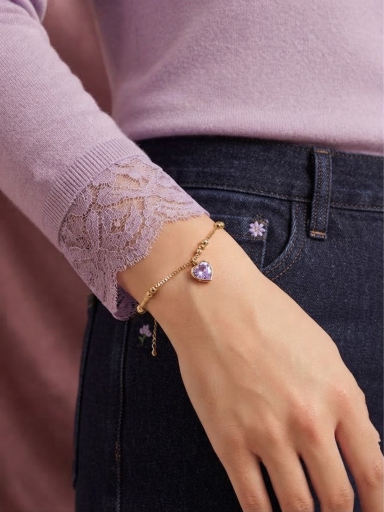 Pulsera Esferas Sweet Lilac Heart