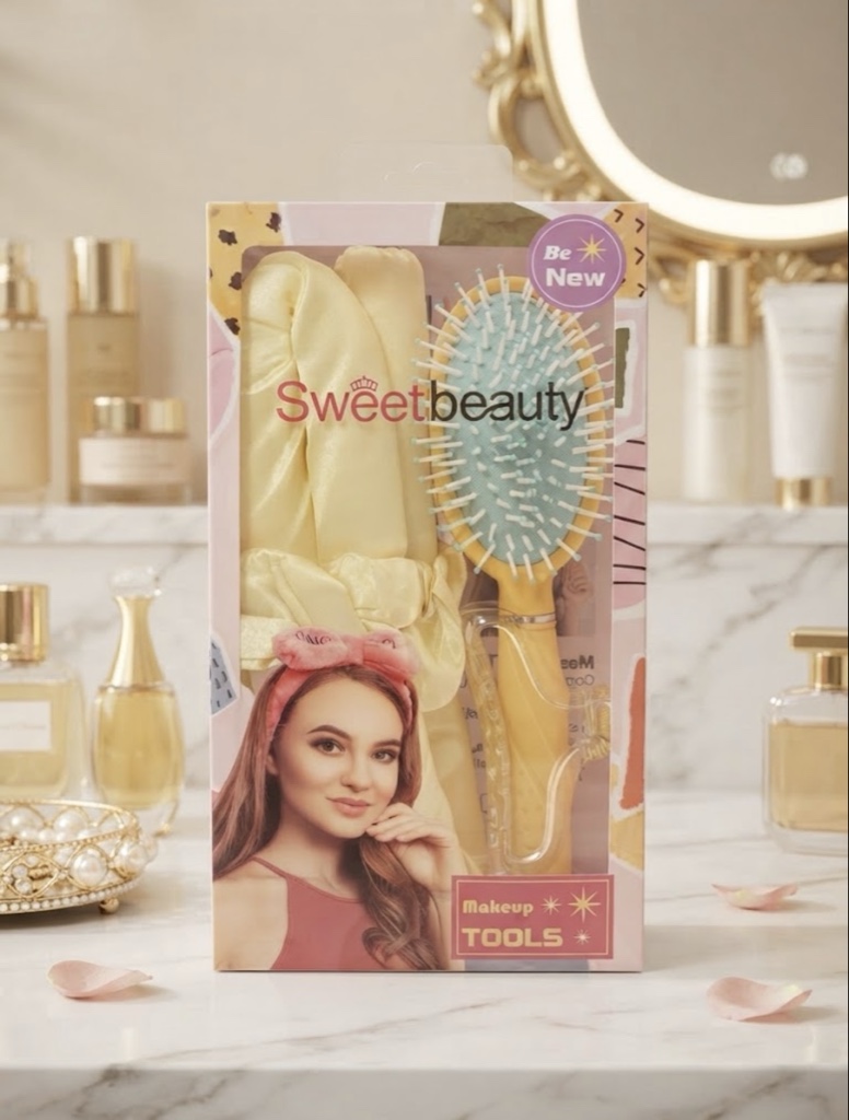 Set de Rizos sin Calor + Cepillo de Cabello Sweet Beauty (Amarillo)