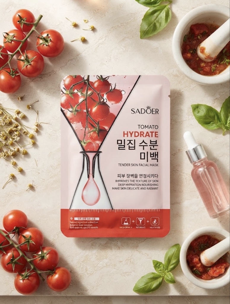 Mascarilla Facial SADOER de Tomate Hidratante e Iluminadora