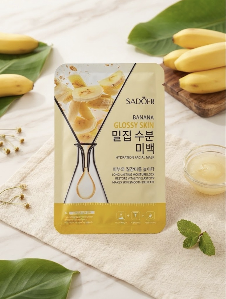 Mascarilla Facial SADOER de Banana Nutrición y Brillo Glaseado