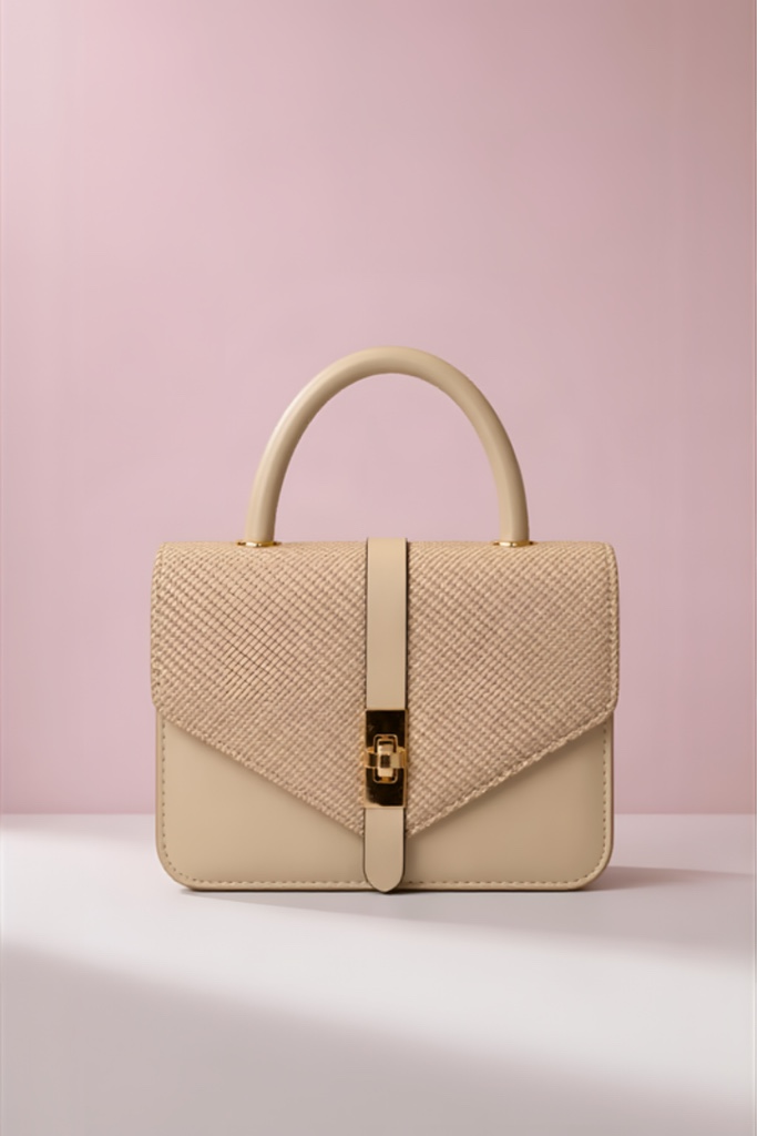 Cartera Estructurada Luxury Tweed (Nude & Beige)