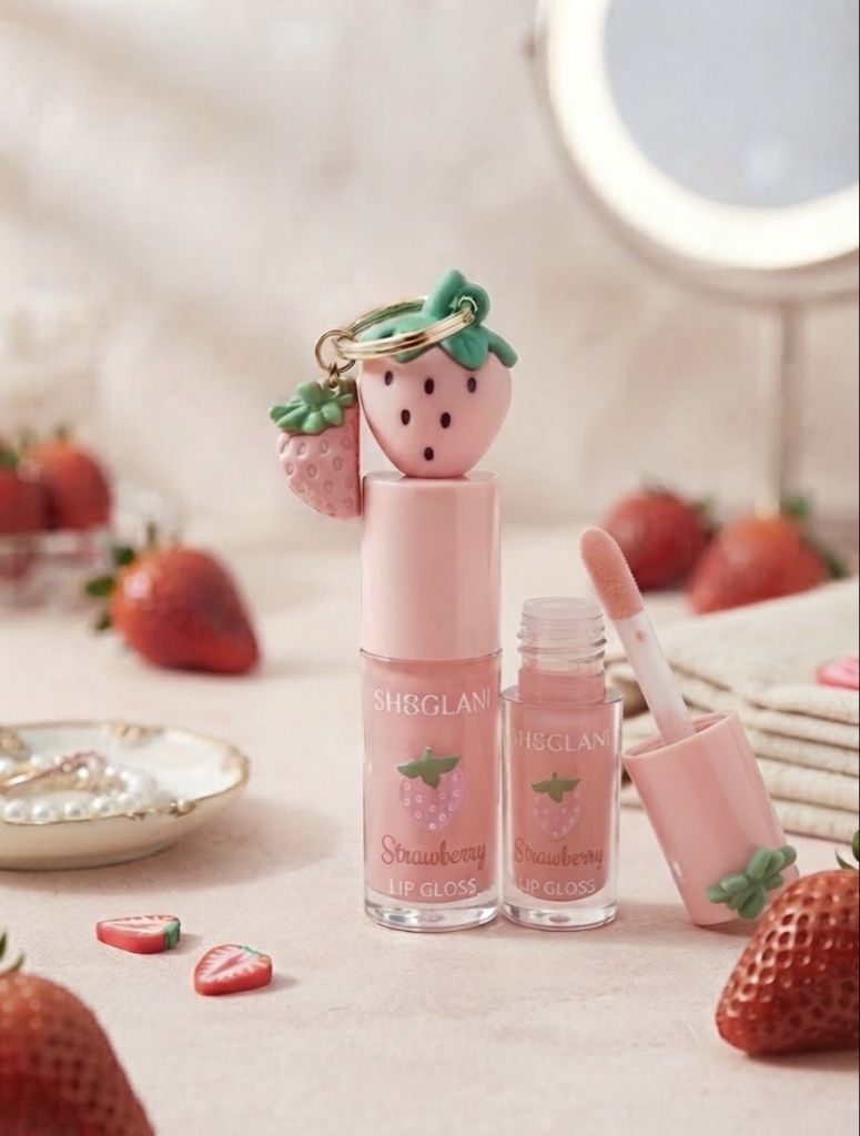 Gloss Labial SHOGLANI Strawberry Soft Pink + Llavero