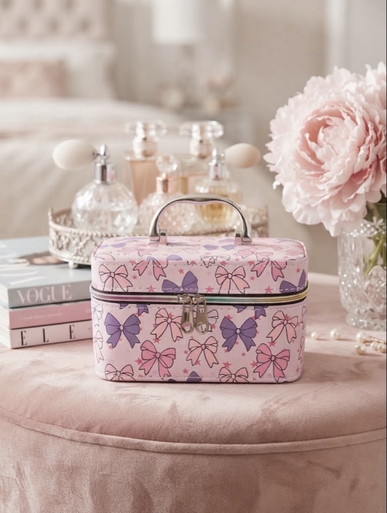 Maletín Porta Cosméticos Coquette Bows (Lila Pastel)