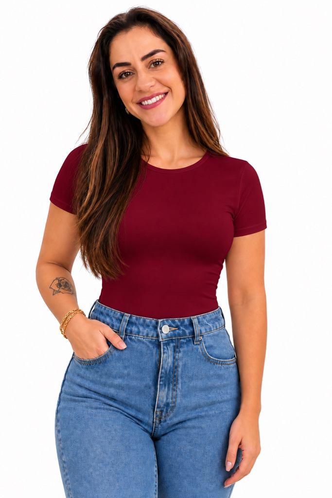 BODY POLIAMIDA COM MANGA - MARSALA