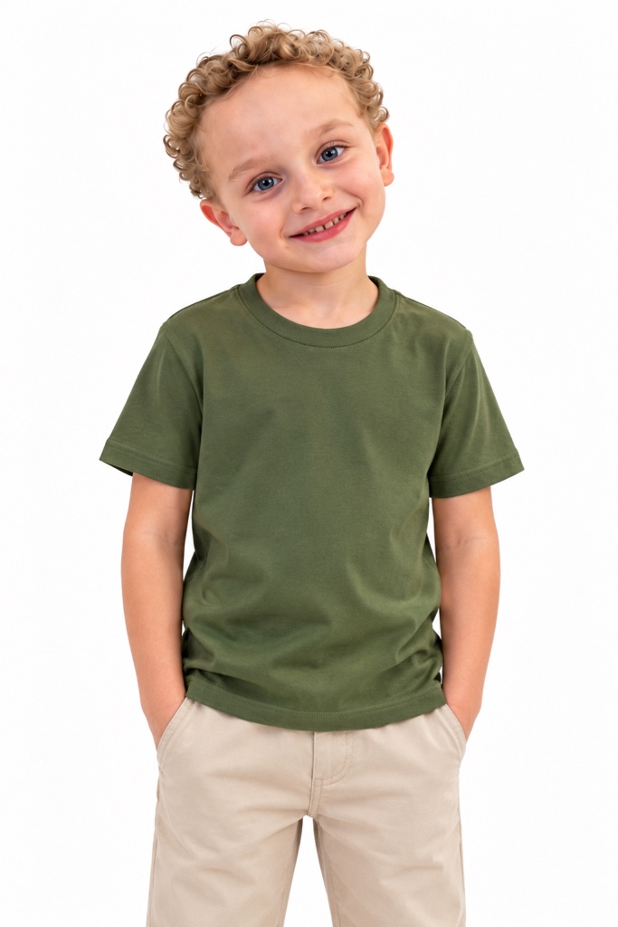 Camiseta verde militar - infantil