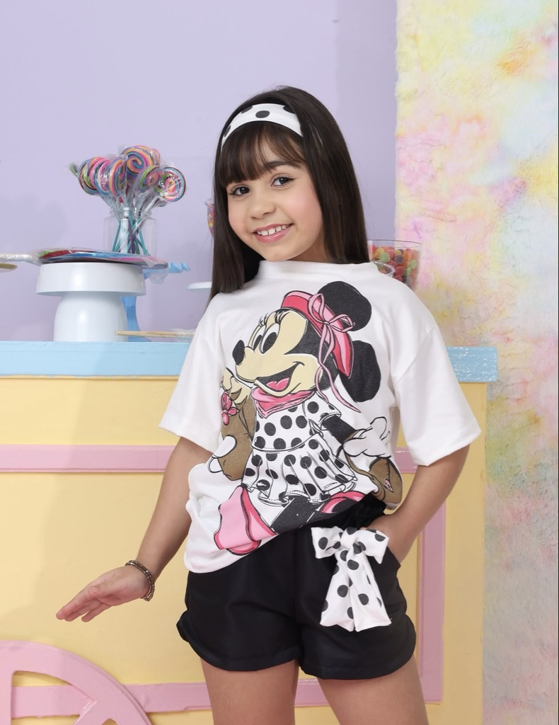 Conjunto minnie - bermuda preta