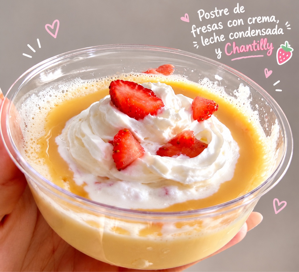 Fresas con crema en Gelatina