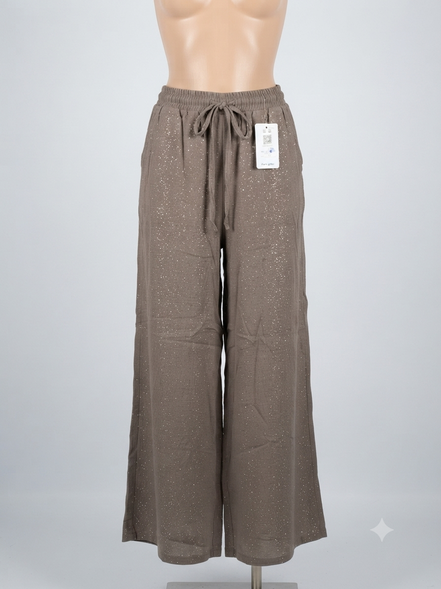 Pantalón palazzo marrón brillante