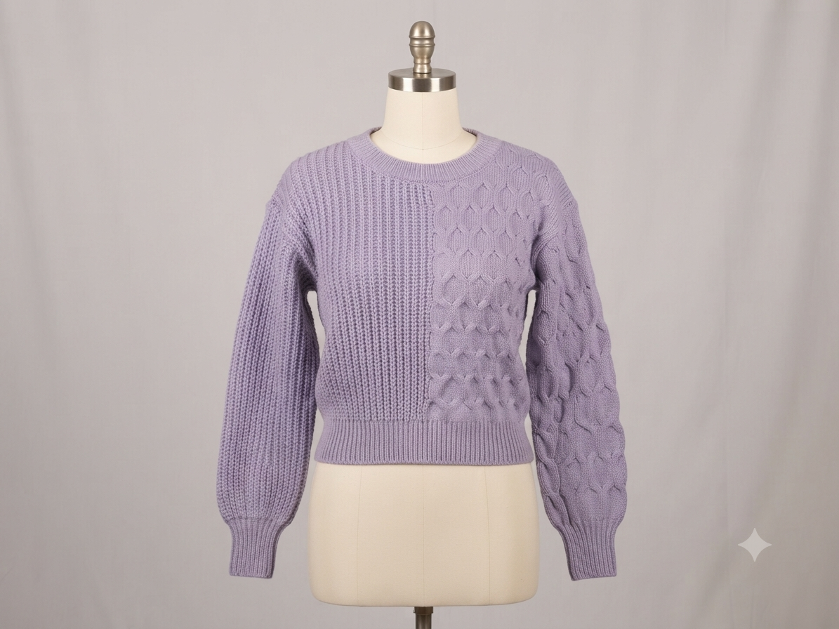 Suéter tejido morado lavanda de manga larga